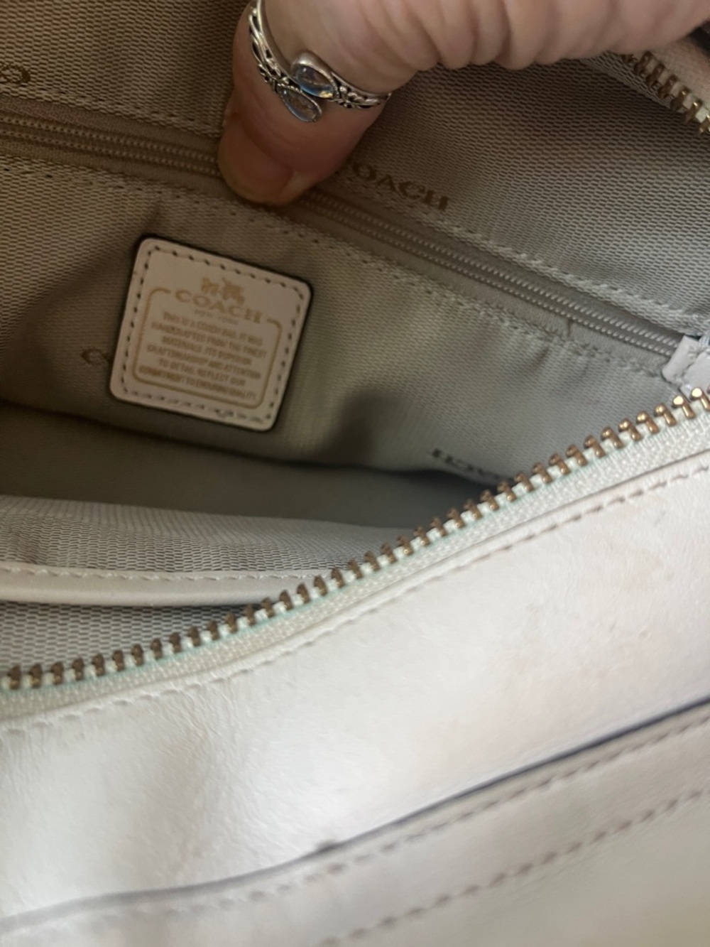 Coach Cream Satchel with Black Handles and Strap - Picture 6 of 7